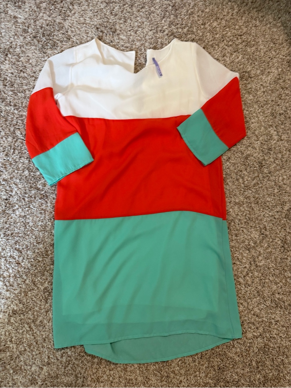 Colorblock Dress in White, orange & seafoam green